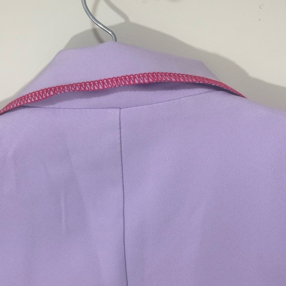 Purple One Button Tuxedo Blazer w/pink outside trim stitching size small - Picture 4 of 7